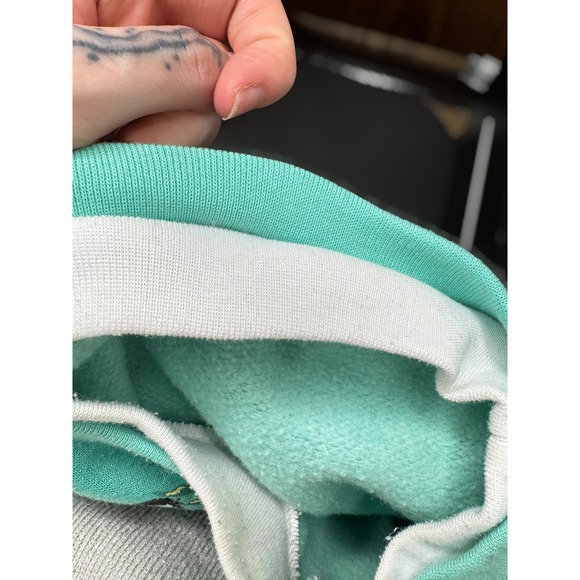 Vintage Teal Floral Bird Sweatshirt Mock Neck Grandma cozy embroidered Pullover‎ - Picture 8 of 8